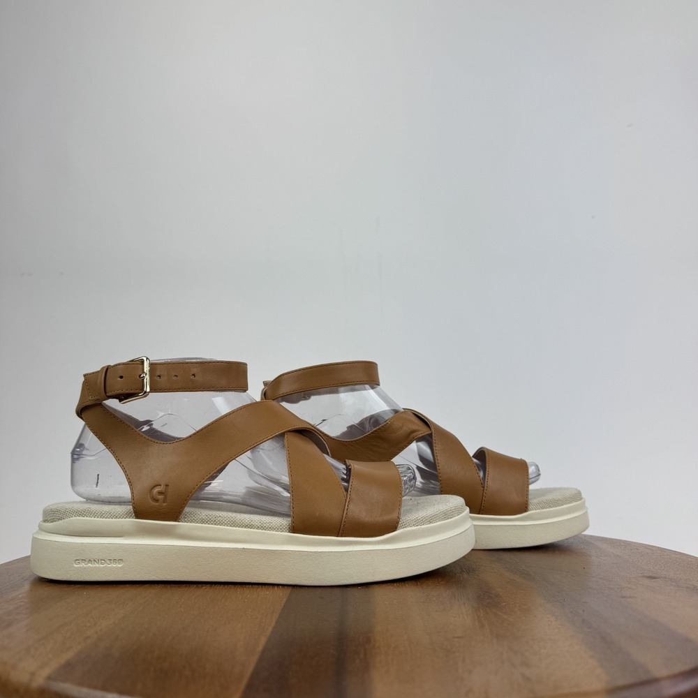 New Womens Cole Haan‎ Grandpro Rally Castine Brown Platform Wedge Sandals Size 8